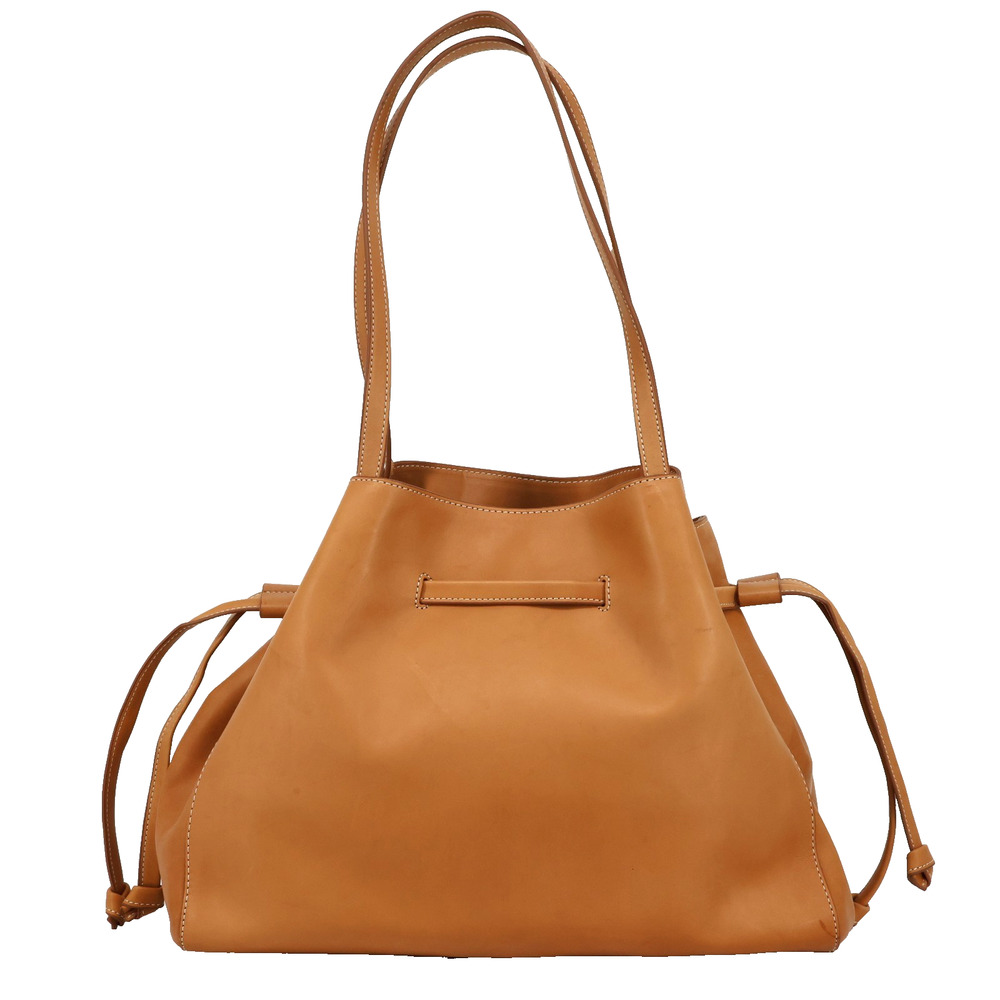 J McLaughlin Handbag Womens Brown Leather Hobo Shoulder Bag Double Handle FLAW